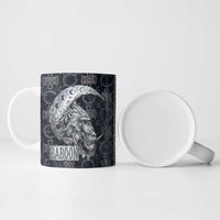 Khonsu Ancient Egyptian Ceramic Mug with Dark Celtic Knot Pattern, Baboon Guardian Symbol, and Moon Healer Motif - Wonder Print Shop