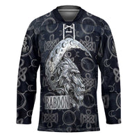 Khonsu Ancient Egyptian Hockey Jersey with Dark Celtic Knot Pattern, Baboon Guardian Symbol, and Moon Healer Motif - Wonder Print Shop