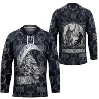 Khonsu Ancient Egyptian Hockey Jersey with Dark Celtic Knot Pattern, Baboon Guardian Symbol, and Moon Healer Motif - Wonder Print Shop
