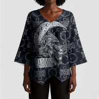 Khonsu Ancient Egyptian Kimono Sleeve Blouse with Dark Celtic Knot Pattern, Baboon Guardian Symbol, and Moon Healer Motif - Wonder Print Shop