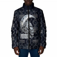 Khonsu Ancient Egyptian Padded Jacket with Dark Celtic Knot Pattern, Baboon Guardian Symbol, and Moon Healer Motif - Wonder Print Shop
