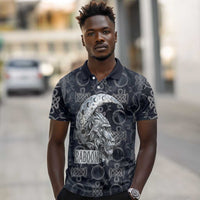 Khonsu Ancient Egyptian Polo Shirt with Dark Celtic Knot Pattern, Baboon Guardian Symbol, and Moon Healer Motif - Wonder Print Shop