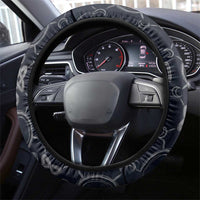 Khonsu Ancient Egyptian Steering Wheel Cover with Dark Celtic Knot Pattern, Baboon Guardian Symbol, and Moon Healer Motif - Wonder Print Shop