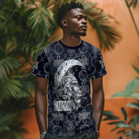 Khonsu Ancient Egyptian T shirt with Dark Celtic Knot Pattern, Baboon Guardian Symbol, and Moon Healer Motif - Wonder Print Shop