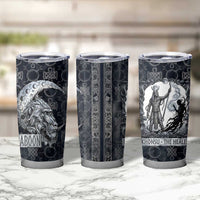 Khonsu Ancient Egyptian Tumbler Cup with Dark Celtic Knot Pattern, Baboon Guardian Symbol, and Moon Healer Motif - Wonder Print Shop