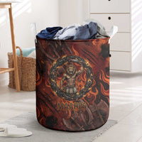 Maahes Laundry Basket Ancient Egyptian Fiery Red Flame - Roaring Lion Head - Wonder Print Shop