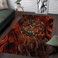 Maahes Area Rug Ancient Egyptian Fiery Red Flame - Roaring Lion Head - Wonder Print Shop