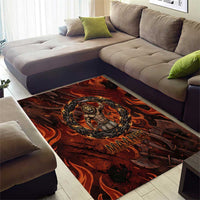 Maahes Area Rug Ancient Egyptian Fiery Red Flame - Roaring Lion Head - Wonder Print Shop