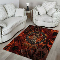 Maahes Area Rug Ancient Egyptian Fiery Red Flame - Roaring Lion Head - Wonder Print Shop