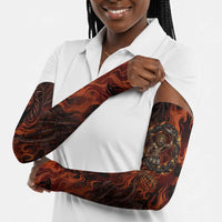 Maahes Arm Sleeves Ancient Egyptian Fiery Red Flame - Roaring Lion Head - Wonder Print Shop