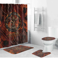 Maahes Bathroom Set Ancient Egyptian Fiery Red Flame - Roaring Lion Head - Wonder Print Shop