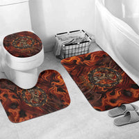 Maahes Bathroom Set Ancient Egyptian Fiery Red Flame - Roaring Lion Head - Wonder Print Shop