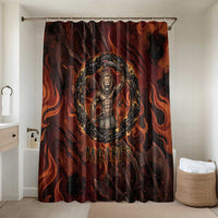 Maahes Bathroom Set Ancient Egyptian Fiery Red Flame - Roaring Lion Head - Wonder Print Shop