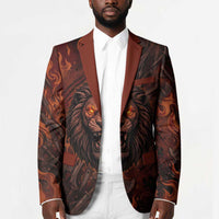 Maahes Blazer Ancient Egyptian Fiery Red Flame - Roaring Lion Head - Wonder Print Shop