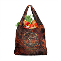 Maahes Grocery Bag Ancient Egyptian Fiery Red Flame - Roaring Lion Head - Wonder Print Shop