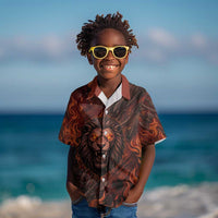 Maahes Kid Hawaiian Shirt Ancient Egyptian Fiery Red Flame - Roaring Lion Head - Wonder Print Shop