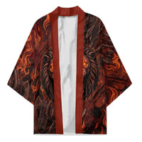 Maahes Kimono Ancient Egyptian Fiery Red Flame - Roaring Lion Head - Wonder Print Shop