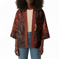 Maahes Kimono Ancient Egyptian Fiery Red Flame - Roaring Lion Head - Wonder Print Shop