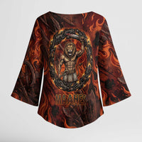 Maahes Kimono Sleeve Blouse Ancient Egyptian Fiery Red Flame - Roaring Lion Head - Wonder Print Shop