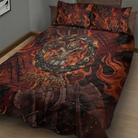 Maahes Quilt Bed Set Ancient Egyptian Fiery Red Flame - Roaring Lion Head - Wonder Print Shop