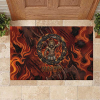 Maahes Rubber Doormat Ancient Egyptian Fiery Red Flame - Roaring Lion Head - Wonder Print Shop