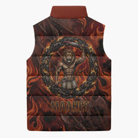 Maahes Sleeveless Puffer Jacket Ancient Egyptian Fiery Red Flame - Roaring Lion Head - Wonder Print Shop