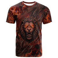 Maahes T shirt Ancient Egyptian Fiery Red Flame - Roaring Lion Head - Wonder Print Shop