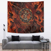Maahes Tapestry Ancient Egyptian Fiery Red Flame - Roaring Lion Head - Wonder Print Shop