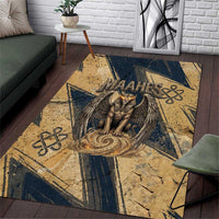 Maahes Ancient Egyptian Area Rug Geometric Pattern Winged Lion Deity, and Sacred Lotus Motif - Wonder Print Shop
