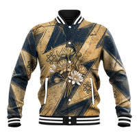 Maahes Ancient Egyptian Baseball Jacket Geometric Pattern Winged Lion Deity, and Sacred Lotus Motif - Wonder Print Shop