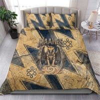 Maahes Ancient Egyptian Bedding Set Geometric Pattern Winged Lion Deity, and Sacred Lotus Motif - Wonder Print Shop