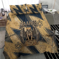 Maahes Ancient Egyptian Bedding Set Geometric Pattern Winged Lion Deity, and Sacred Lotus Motif - Wonder Print Shop