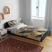 Maahes Ancient Egyptian Bedding Set Geometric Pattern Winged Lion Deity, and Sacred Lotus Motif - Wonder Print Shop