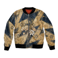 Maahes Ancient Egyptian Bomber Jacket Geometric Pattern Winged Lion Deity, and Sacred Lotus Motif - Wonder Print Shop