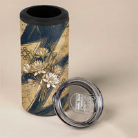 Maahes Ancient Egyptian 4 in 1 Can Cooler Tumbler Geometric Pattern Winged Lion Deity, and Sacred Lotus Motif - Wonder Print Shop