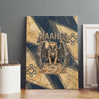 Maahes Ancient Egyptian Canvas Wall Art Geometric Pattern Winged Lion Deity, and Sacred Lotus Motif - Wonder Print Shop