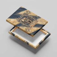 Maahes Ancient Egyptian Canvas Wall Art Geometric Pattern Winged Lion Deity, and Sacred Lotus Motif - Wonder Print Shop