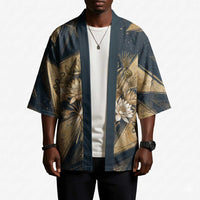 Maahes Ancient Egyptian Kimono Geometric Pattern Winged Lion Deity, and Sacred Lotus Motif - Wonder Print Shop