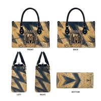 Maahes Ancient Egyptian Leather Bag Geometric Pattern Winged Lion Deity, and Sacred Lotus Motif - Wonder Print Shop