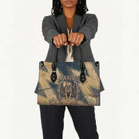 Maahes Ancient Egyptian Leather Bag Geometric Pattern Winged Lion Deity, and Sacred Lotus Motif - Wonder Print Shop