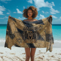 Maahes Ancient Egyptian Sarong Geometric Pattern Winged Lion Deity, and Sacred Lotus Motif - Wonder Print Shop