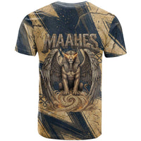 Maahes Ancient Egyptian T shirt Geometric Pattern Winged Lion Deity, and Sacred Lotus Motif - Wonder Print Shop
