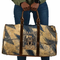 Maahes Ancient Egyptian Travel Bag Geometric Pattern Winged Lion Deity, and Sacred Lotus Motif - Wonder Print Shop