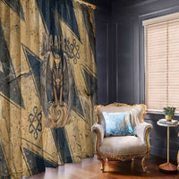 Maahes Ancient Egyptian Window Curtain Geometric Pattern Winged Lion Deity, and Sacred Lotus Motif - Wonder Print Shop