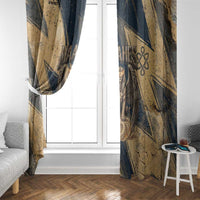 Maahes Ancient Egyptian Window Curtain Geometric Pattern Winged Lion Deity, and Sacred Lotus Motif - Wonder Print Shop