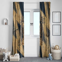 Maahes Ancient Egyptian Window Curtain Geometric Pattern Winged Lion Deity, and Sacred Lotus Motif - Wonder Print Shop