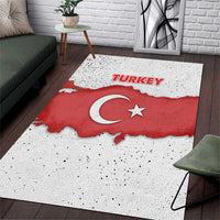 Turkey Flag Map Red and White Area Rug with National Symbol