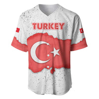Turkey Flag Map Red and White Baseball Jersey with National Symbol