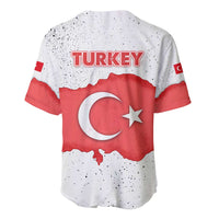 Turkey Flag Map Red and White Baseball Jersey with National Symbol