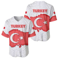 Turkey Flag Map Red and White Baseball Jersey with National Symbol